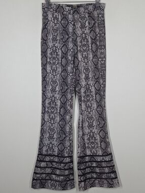 NWT L&B Lucky & Blessed Snakeskin Print Flare Bell Bottom Pants Western Boho S